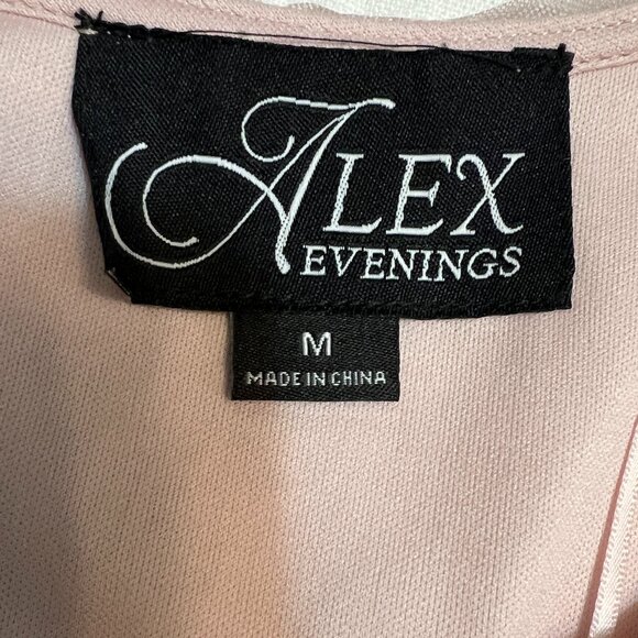 Alex Evenings Women’s Lace Embroidered Top M Blush Pink 3/4 Sleeve Dressy Formal - Picture 3 of 9